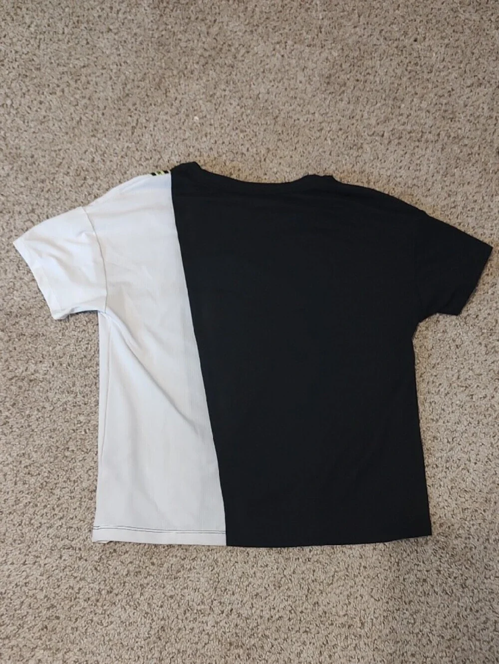 Justice Black & White Colorblock Tee with Neon Lime Accent